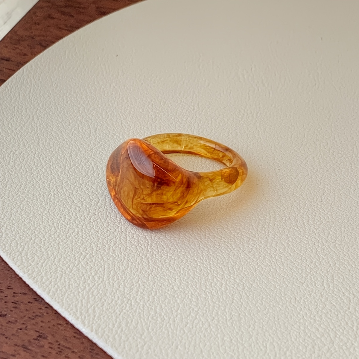 Chunky Brown Swirl Resin Ring, Vintage Aesthetic